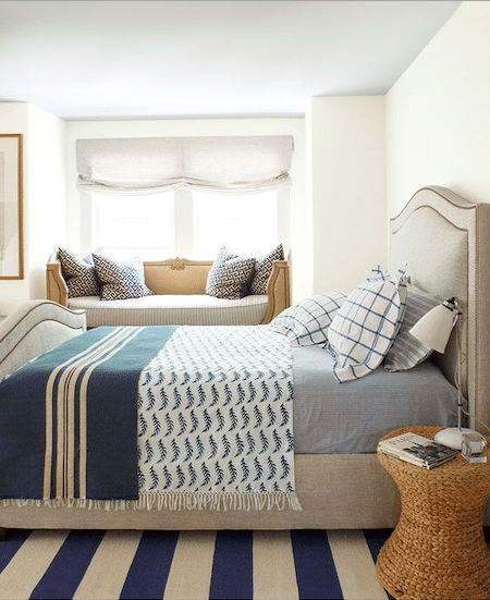 Cozy Bedroom With Neutral Tones and Blue Accents