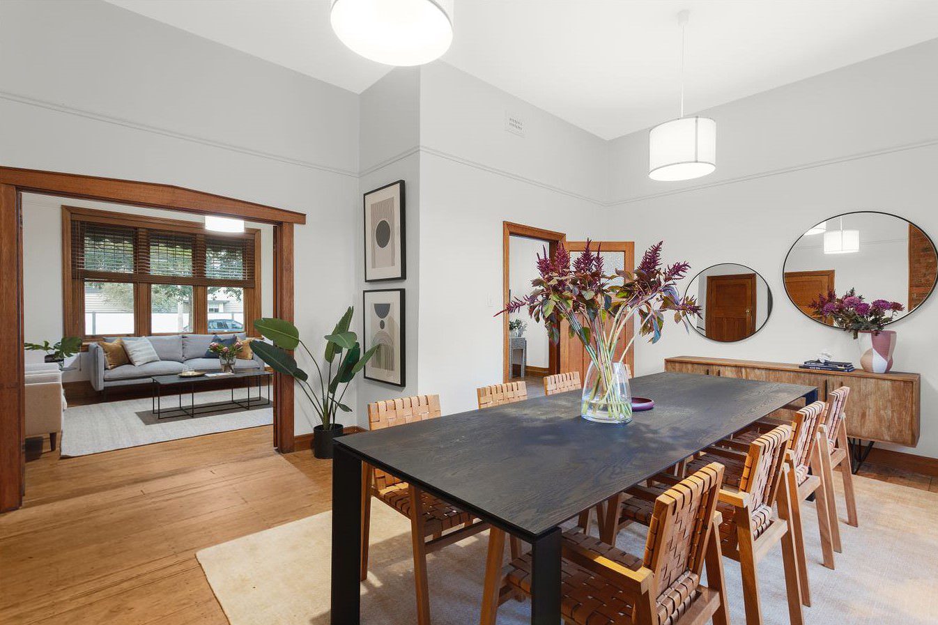 Stylish Dining Room with Modern Decor and Fresh Paint