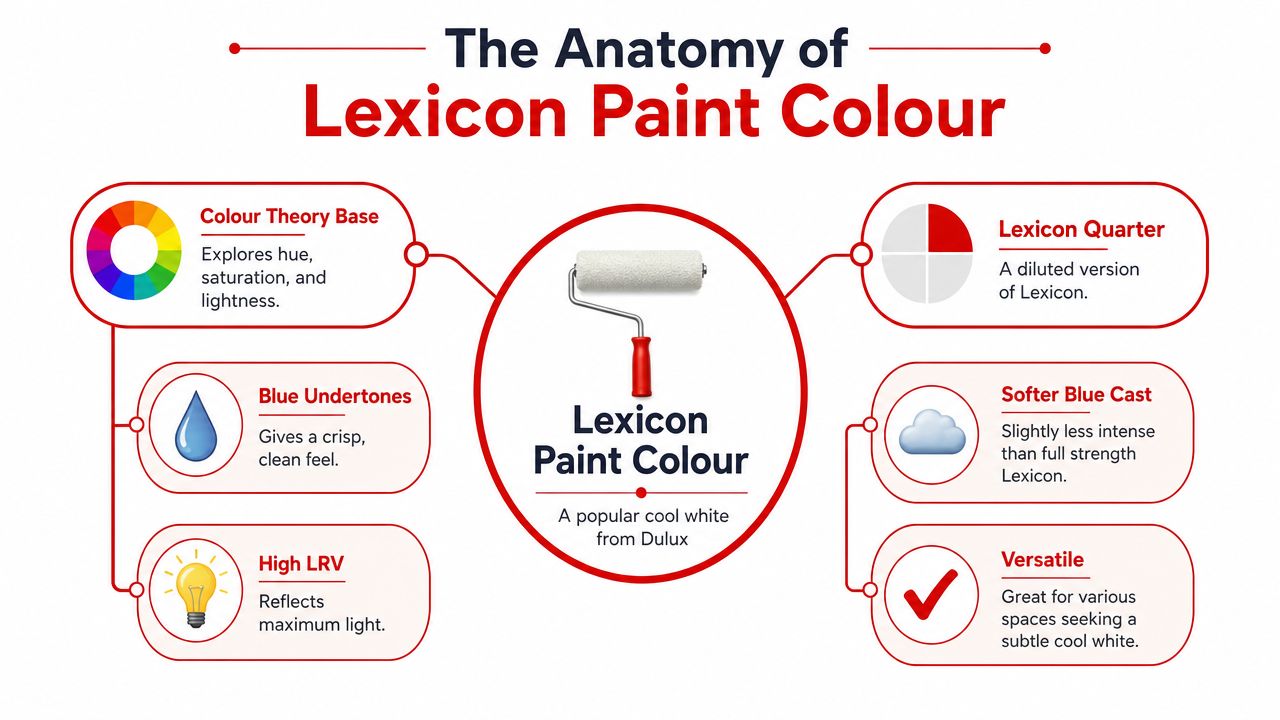 An infographic titled The Anatomy of Lexicon Paint Colour showing its key characteristics and benefits.